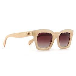 Wholesale Adult Sunglasses: ZAHRA Nude l Brown Graduated Lens l Walnut Arms ( no GST) RRP $85.99