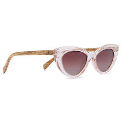 Wholesale Adult Sunglasses: SAVANNAH BLUSH PINK l With Brown Graduated Lens l Walnut Arms l wholesale- (no GST) RRP  $85.99