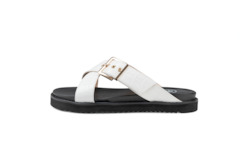 Lucy Leather Slides White