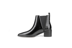 Internet only: River Croco Leather Ankle Boot Black
