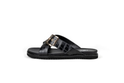 Lucy Leather Slides Black