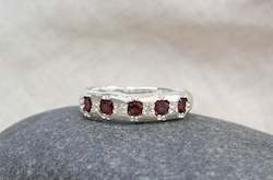 Jewellery manufacturing: Subtle Band with Five Red Garnets - Sterling Silver