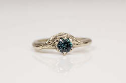 Jewellery manufacturing: Cybele Ring - 14ct White Gold with Teal Sapphire