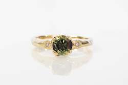 Jewellery manufacturing: Mira Ring - 9ct Yellow Gold with Green-Brown Sapphire
