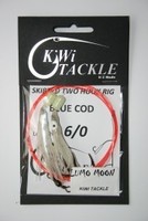 Retailing: Kiwi Tackle 6/0 Longshank Lumo Moon Blue Cod 2 Hook Ledger Rig