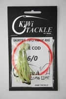 Kiwi Tackle 6/0 Longshank Lumo Lime Blue Cod 2 Hook Ledger Rig