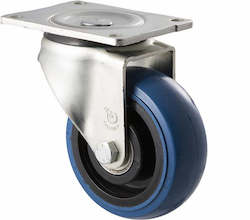 Castors Swivel Plate And Bolt Hole: 125mm Blue Rubber Castors - 350KG Rated