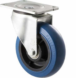 Castors Swivel Plate And Bolt Hole: 150mm Blue Rubber Castors - 400KG Rated
