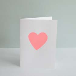 Screen printing: Heart Card - Neon Peach