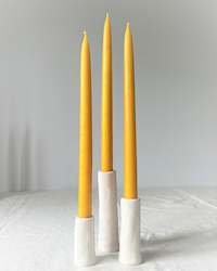 Beekeeping: Classic white candle holder set with dipped beeswax candles