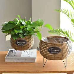 Internet only: Wicker Basket Planter with metal Stands