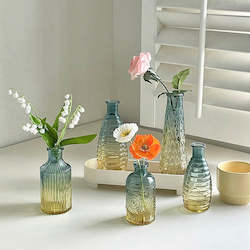 Internet only: Small Flower Vases for Decorative Gradient Glass and Embossed Style Mini Glass