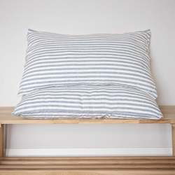 Linen Pillowcases: Ocean Stripe Linen Pillowcases - Pair