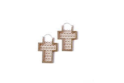 Henson Black Fashion Collection: Gold Plated Filigree Cross  Hoops
