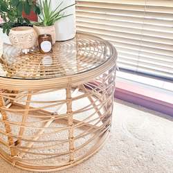 Furniture: Read - Glass Top Rattan Coffee Table