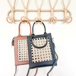 Accessories: Rattan and Leather Hand Bag