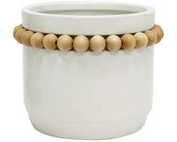 Adorn Ceramic Planter Wooden Beads