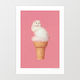 'Cat Ice Cream - Pink' Art Print by Vertigo Artography