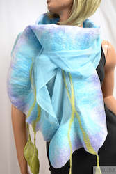 Scarves: Blue with violet and green silk scarf 4474