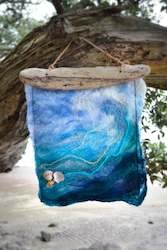 Home Decor: Ocean wave from merino and silk, wall hanging