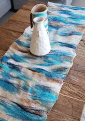 Home Decor: Double side table runner high quality hand made, coastal style, silk & merino wool, ocean, beach lifestyle decor