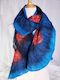 Scarf Ocean blue & red pohutukawa, Silk shawl goes with jacket, dress, handmade …