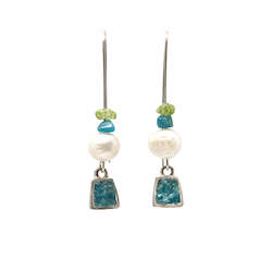 Jewellery: Fruit Bowl Studios Locket Drop Earrings - Blue