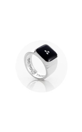 Sterling silver Huffer black do your thing' ring from Walker and Hall Jeweller -…