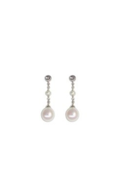 Jewellery: 9k white gold diamond and pearl drop earrings from Walker and Hall Jeweller - Walker & Hall
