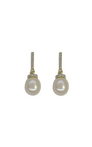 9k yellow gold diamond and pearl bar earrings from Walker and Hall Jeweller - Wa…
