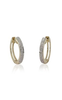 9ct yellow gold .10ct diamond hoop earrings from Walker and Hall Jeweller - Walker & Hall