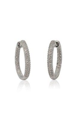 9ct white gold .34ct pave set diamond hoops from Walker and Hall Jeweller - Walker & Hall
