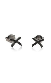 9ct white gold .11ct black diamond kiss earrings from Walker and Hall Jeweller - Walker & Hall