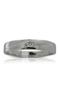 18ct white gold .08ct diamond couple ring - mens from Walker and Hall Jeweller -…