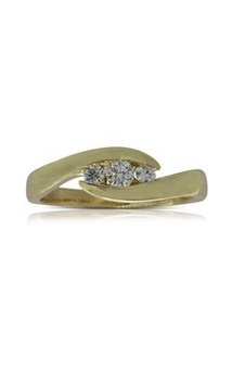 18ct yellow gold .12ct diamond trilogy ring from Walker and Hall Jeweller - Walk…