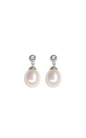 9ct white gold and diamond pearl drop earrings from Walker and Hall Jeweller - W…