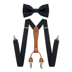 Event, recreational or promotional, management: Formal Black Bowtie & Suspenders Set