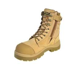 Footwear: 890WZ - Wheat Side Zip Lace Up Safety Boot 20cm (8")