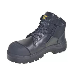 Footwear: 690BZ - Black Side Zip Lace Up Safety Boot 15cm (6")