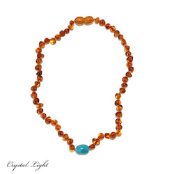 China, glassware and earthenware wholesaling: Amber with Turquoise Teething Necklace