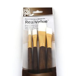 Artist supply: Real Value Set of 4 Long Handle White Taklon