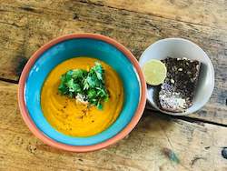 Soups: THAI PUMPKIN SOUP with coriander, lemongrass & chili - vegan- 1ltr