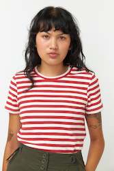 Women: Stripey t-shirt in Brick Ivory