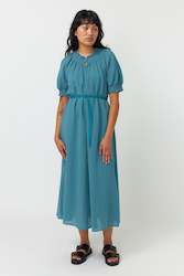 Women: Sheer Check Dress in Blue