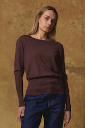 Women: Merino Long Rib Sweater in Grape