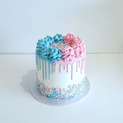 Gender Reveal Sprinkle Cake with a Drip