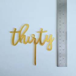 Gold Acrylic Thirty Cake Topper