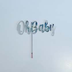 Silver Oh Baby Cake Topper Large