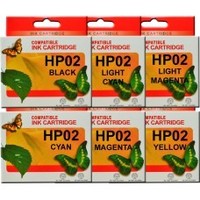 Hp02 ink cartridge compatible x 6 (incl light cyan light magenta)