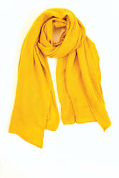 Cafe: Cashmere Raw Edge Travel Wrap in Turmeric Yellow
